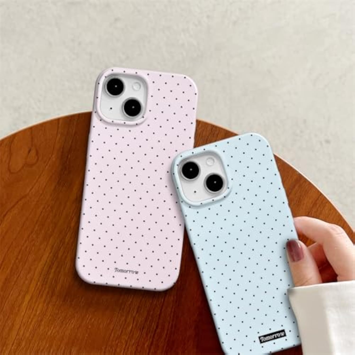 iPhone 13/14 Polka Dot Pattern Soft TPU Slim Case with Pink and Black Color Options