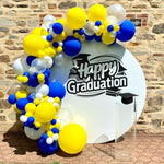 Yellow Blue Balloons, 12 Inches Blue Yellow White Balloons With Confetti Balloons Dark Blue Latex Balloon Helium For Kids Birthday Graduation Baby Shower Party Decoration