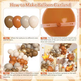 Fall Balloon Arch Kit 194Pcs Orange Brown White Gold Balloons for Thanksgiving Decor