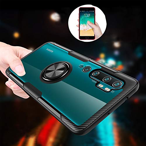 Clear Case for Xiaomi Mi Note 10/Mi Note 10 Pro with Ring Holder, Slim Fit Transparent Hard PC Cover Xiaomi Mi Note 10 Pro Case with Metal Plate for