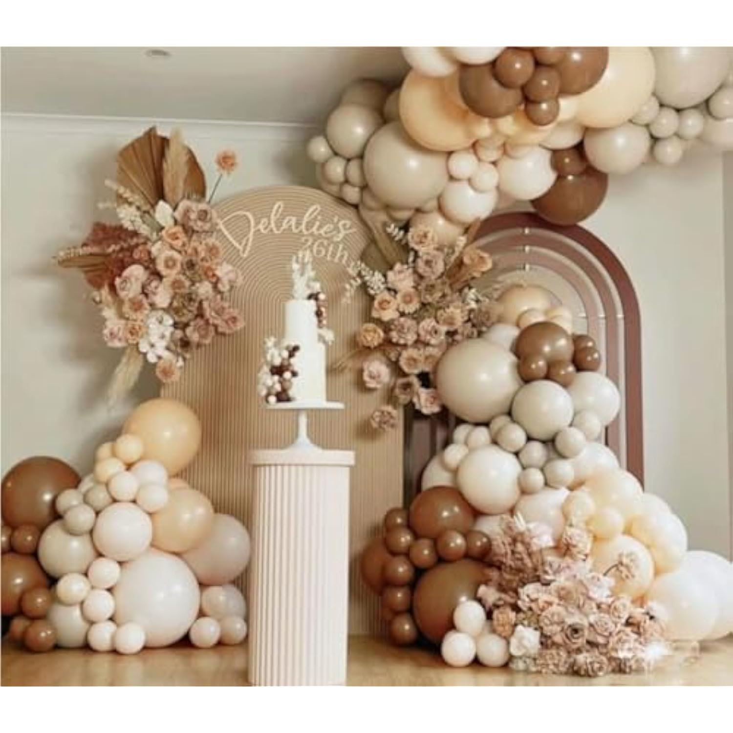 146pcs Boho Balloon Arch Kit Brown Nude White Garland in Multiple Sizes for Party Decorations