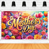 Happy Mother's Day Banner Floral Mothers Day Party Decorations Backdrop for Women Best Mom Party Background for Photography Supplies (Pastel, 70.8 x 43.3 Inch)