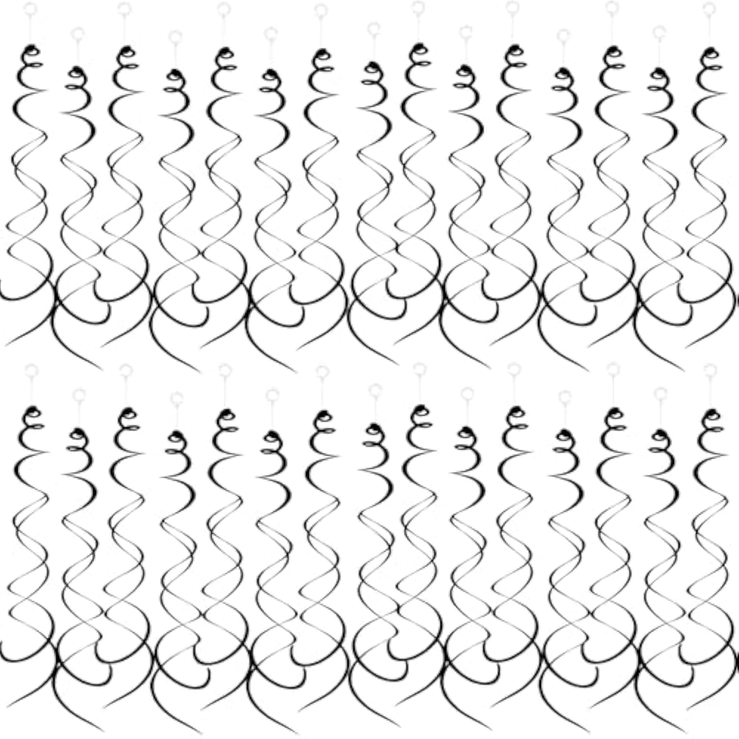 30Pc Black Hanging Swirl Party Decorations Foil Ceiling Streamer for Celebrations