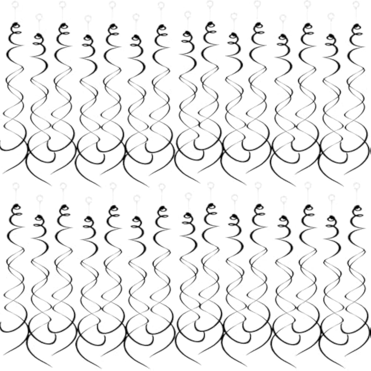 30Pc Black Hanging Swirl Party Decorations Foil Ceiling Streamer for Celebrations