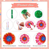 21 Pcs Spring Flower Hanging Paper Fans Flower Paper Fans Classroom Decorations Springtime Summer Tissue Pom Poms For Ceiling Wedding Birthday Party Supply Classroom Decor(Spring Flower)
