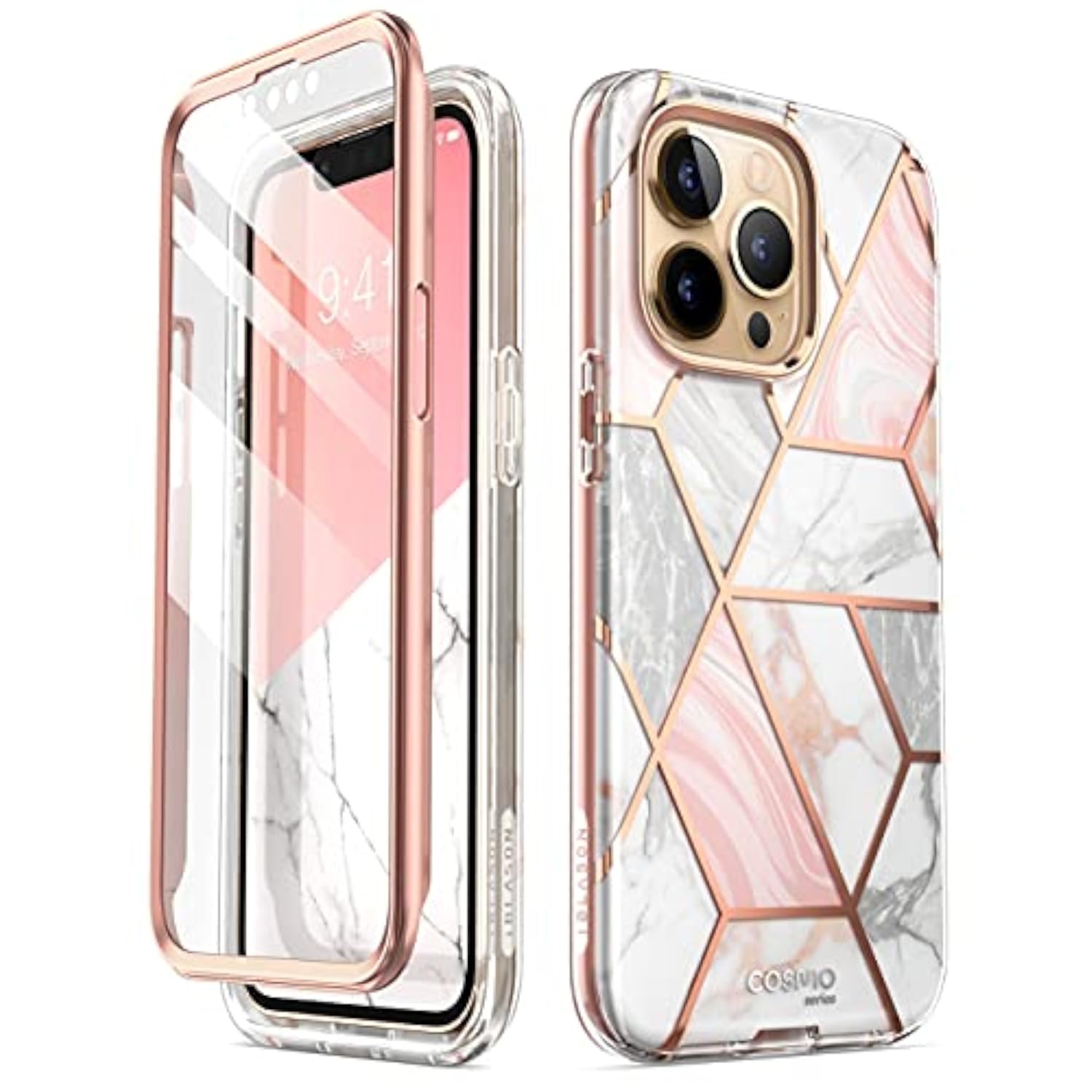 i-Blason Glitter Case for iPhone 13 Pro Max 6.7 Inch Mobile Phone Case 360 Degree Case Bumper Protective Cover 2021 Edition Marble