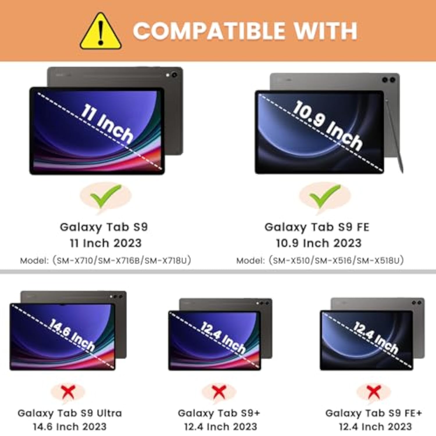 Galaxy Tab S9/S9 Fe 5G Case, Multi-Angle Stand Cover Compatible With Samsung G