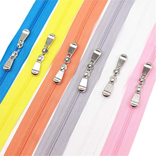 6Pcs 60 Inch #3 Double Slider Zippers Closed End Nylon Coil Zippers Fo