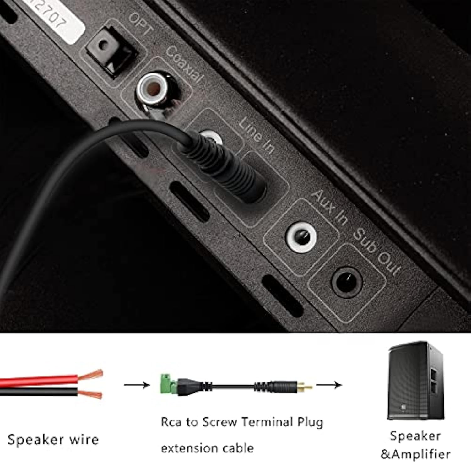 1Ft Rca Male Plug To Av Screw Terminal Cable, Free-Soldering,Phono Rca Cable A