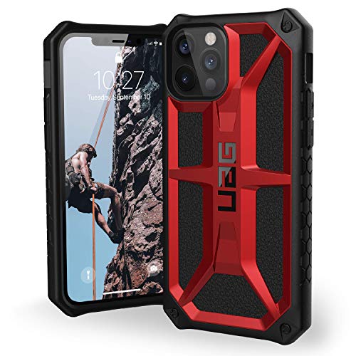 UAG Designed for iPhone 12 Case/iPhone 12 Pro Case [6.1-inch Screen] Rugged Lightweight Slim Shockproof Premium Monarch Protective Cover, Crimson
