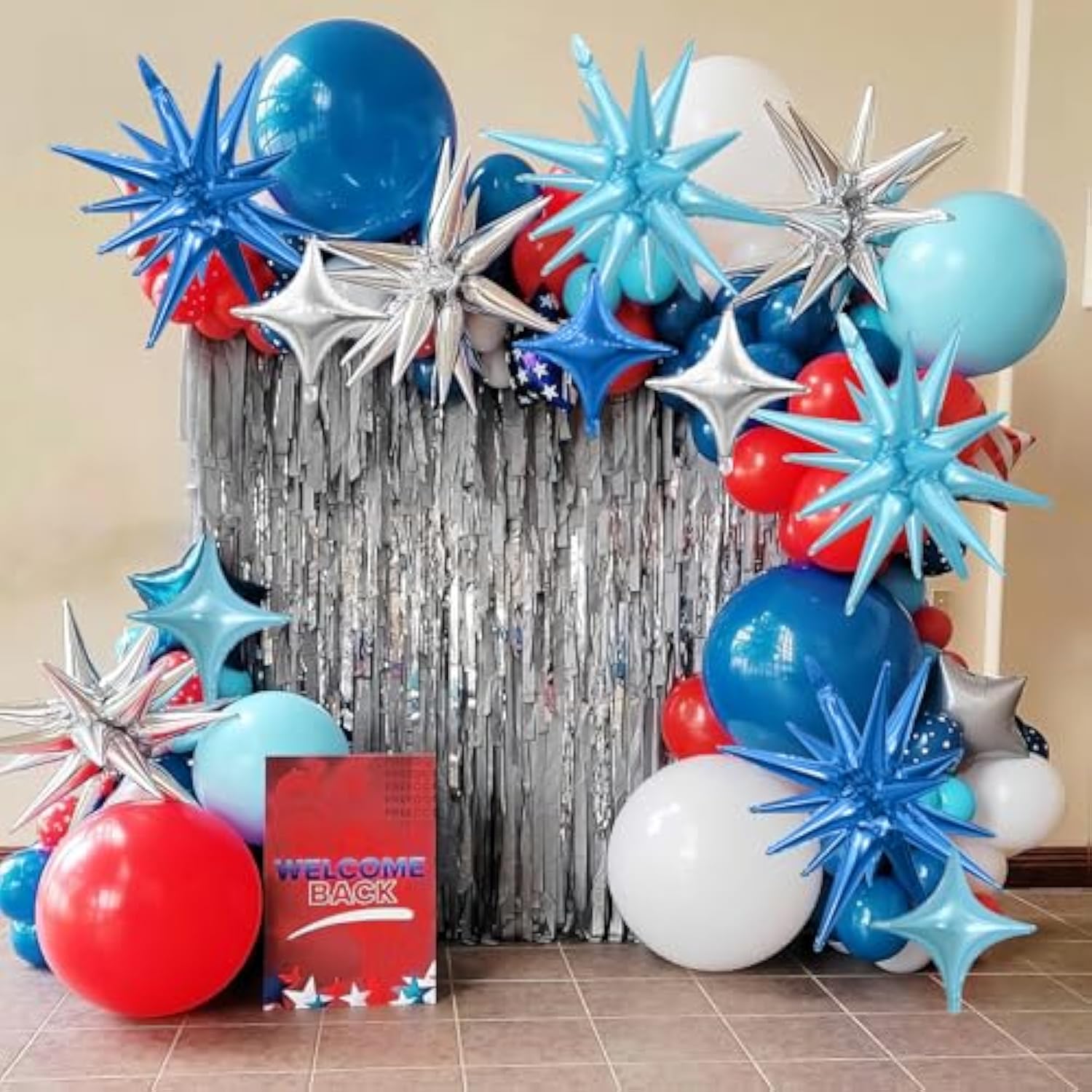 Blue Silver Star Balloon Kit – 16 Foil Balloons for Disco, Birthday & Party Decor