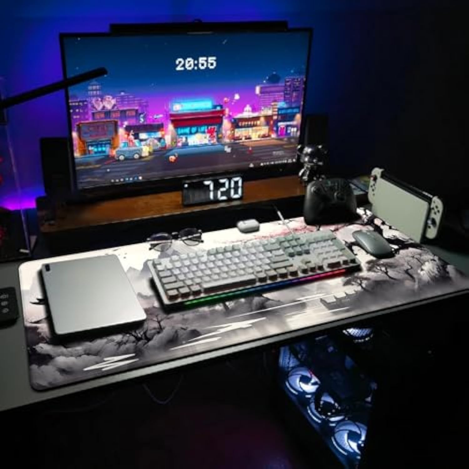 Japanese Large Gaming Mouse Pad Anime Extended Mouse Pad With Stitched Edges 3Mm For Home Office, 31.5 X 11.8 Inch