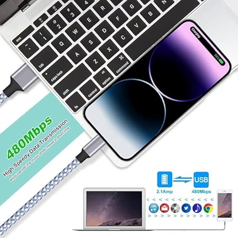 3 Pack 6FT Lightning Fast Charging Cable Nylon Braided for iPhone 14 13 12 11 iPad