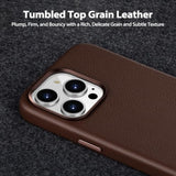 Compatible With Iphone 14 Pro Max Leather Case, Compatible With Magsafe - Luxury Tumbled Leather - Metal Buttons & Lens Protector - Slim Fit&Durable - Distinctive Texture (6.7-Inch) - Brown
