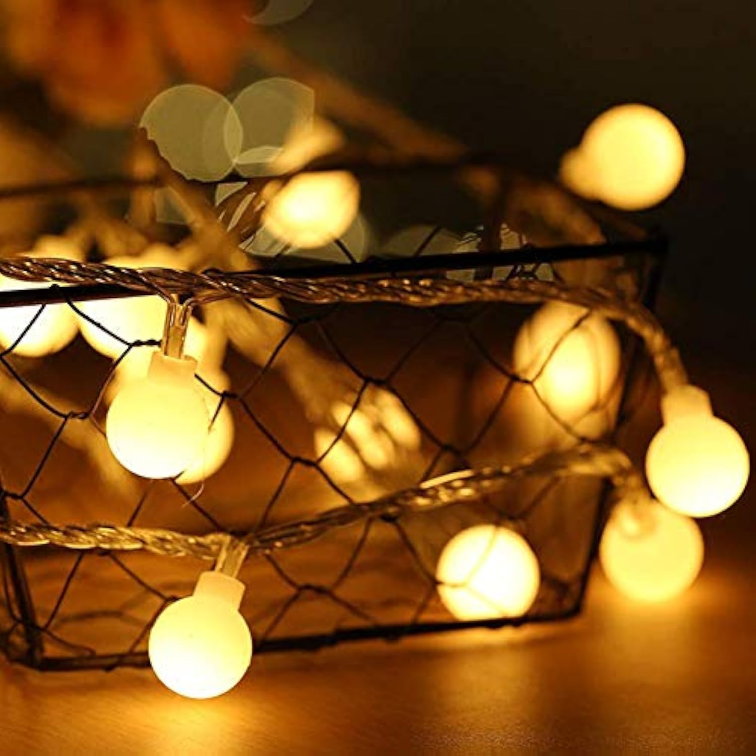 Plug In Led String Lights, 16Ft/5M 50 Led Bulb Warm White Globe Fairy Lights For Holiday/Christmas/Wedding/Party Indoor
