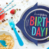 96 Pcs Birthday Plates And Cups And Napkins Party Supplies, Blue Happy Birthday Party Paper Plates And Napkins Sets For Kids, Serve For 24 Guests, Blue, Classic