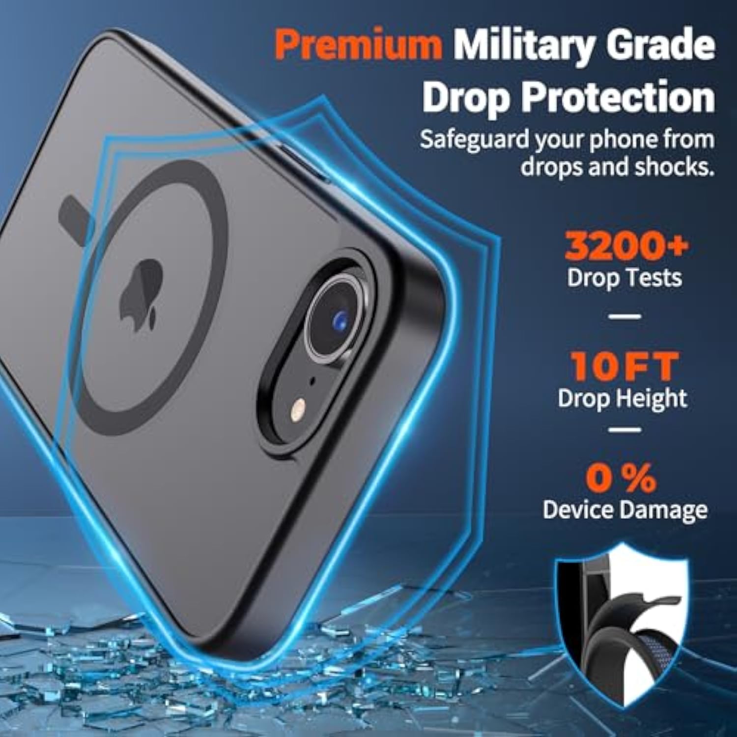 Magnetic For Iphone 16E Case (Compatible With Magsafe)( Grade Drop Protection) Slim Translucent Matte Shockproof With Anti-Fingerprint Phone Case 2025,Black