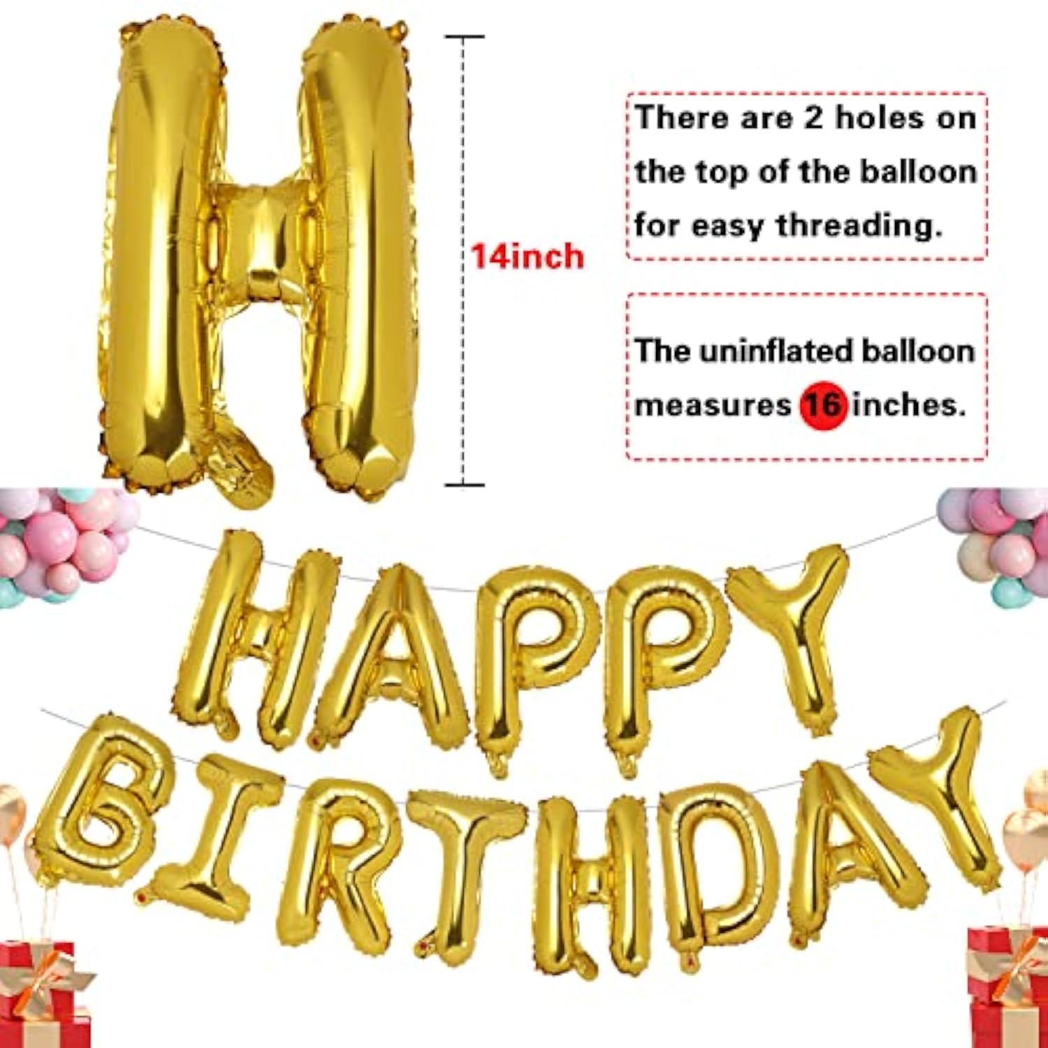 Gold Happy Birthday Balloons 16 Inch Mylar Foil Letters Balloons Happy Birthday Banner For Kids Child Adults Boys Girls Happy Birthday Sign Birthday Party Decorations Supplies