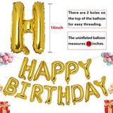 Gold Happy Birthday Balloons 16 Inch Mylar Foil Letters Balloons Happy Birthday Banner For Kids Child Adults Boys Girls Happy Birthday Sign Birthday Party Decorations Supplies