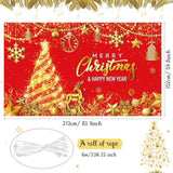 Merry Christmas Party Backdrop 72.8x43.3in Red & Gold Banner