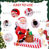 6.5Ft Christmas Inflatable Santa Rides A Sledge Decoration, Blow Up Outdoor Yard Decor, Built-In Led Lights Holiday Infl
