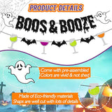 Boos and Booze Banner Halloween Ghost Bat Pumpkin Witches Sign Party Decorations