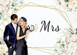 Mr & Mrs White Floral Bridal Shower Backdrop Mr Mrs Wedding Theme Photo Backgrounds 7x5ft Wedding Bride to Be Engagement Photography Backdrops Prom Party Banner Decor Party Banner Photo Booth Prop