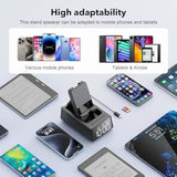 Presents For Men/Women, Cell Phone Stand With Wireless Bluetooth Speaker, 12H Time Display Unique Presents For Him, Husband, Boyfriend, Dad, Her, Wife, Mom, Cool Multi Functional Gadget (Crow Black)