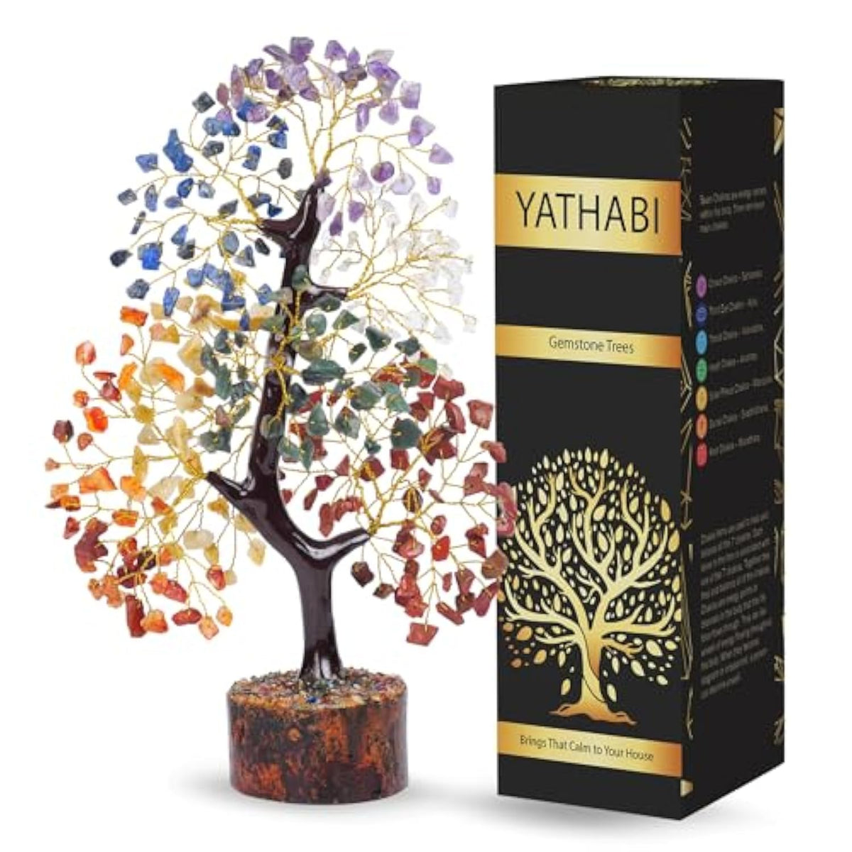 7 Chakra Tree Of Life Decor - Crystal Tree - Feng Shui Decor - Crystal Bonsai Tree - Gem Tree - Gemstone And Crystals - Spiritual Tree - Chakra Stones - Crystal Gifts - Birthday Gift For Women