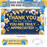 Thank You We Appreciate Backdrop, Employee Appreciation Party, Blue Gold