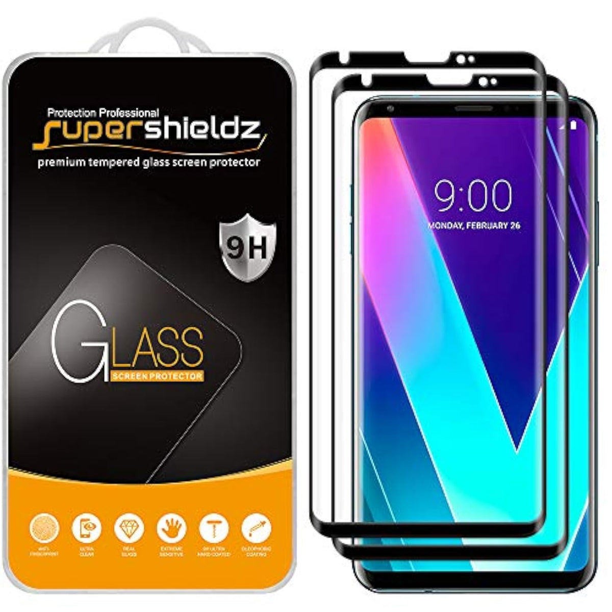 (2 Pack) Designed For Lg V35 Thinq Tempered Glass Screen Protector, (Full Screen Coverage) 0.33Mm, Anti Scratch, Bubble Free (Black)
