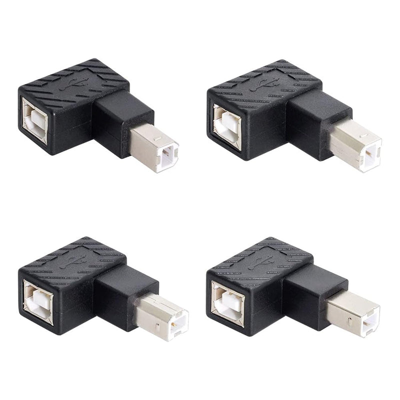 xiwai 4Pcs USB 2.0 B Type Male to Female Extension Adapter Horizontal Vertical