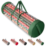 Christmas Wrapping Paper Organizer Storage, 41" Gift Wrapping Paper Storage Containers, Clear Pvc With Durable 600D Oxford Fabric Gift Wrap Paper Holder Fits 18-25 Rolls, Green