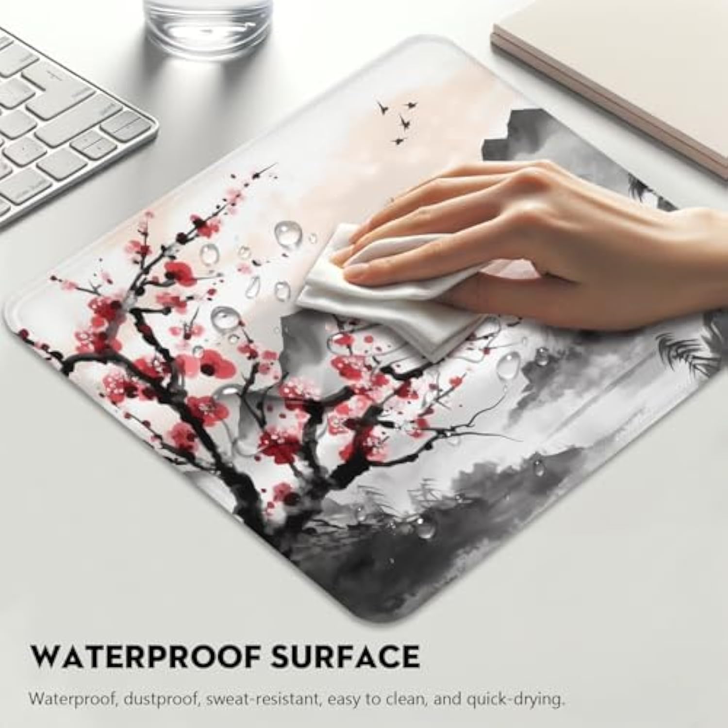 Resilient Beauty Plum Blossom-Inspired Mouse Pad, Rectangle Stitched Edges Non-Slip Rubber Base Mouse Pads For Computers Laptop