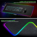 Talk Works Extra Large Rgb Gaming Mousepad - Non-Slip Rubber Base, Micro-Textured Durable Cloth, 7 Colors, 14 Lighting Modes, On/Off Light Switch, Usb Device Interface - 12 X 31.5 Inches, Black