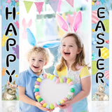 Easter Bunny Porch Banner, Carrot & Egg Front Door Decoration, Spring Welcome Flag For Outdoor Home Decor
