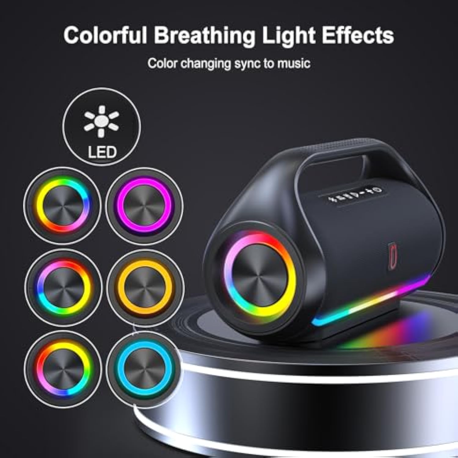 Portable Bluetooth Speakers Wireless Outdoor: Ipx5 Waterproof Bluetooth Speaker With Powerful Bass & Led Lights, 60W Loud Stereo Wireless Speaker For Party, Outdoor, Home, Beach