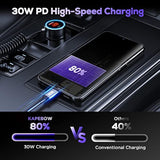 Usb C Car Charger, 75W Metal 3-Port Super Fast Car Charger Adapter Pd & Qc3.0 Built-In 6Ft Type C Coiled Cable For Samsung Galaxy S22/21 Iphone Ipad Pro Pixel Android Phones