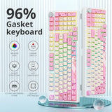 96% Wired Mechanical Gaming Keyboard,Gasket Structure Rgb Backlit Keyboard,98 Key Hot Swappable Keyboard With Control Knob,Nkro Compact Keyboards With Number Pad For Win/Mac(98 Flower)