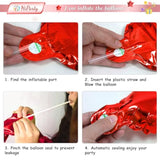 Red 3D Foil Letter Birthday Balloons Banner with 6 Star Balloons for Party Decor