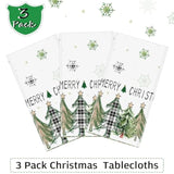 3pcs Christmas Tree Tablecloth Disposable Xmas Party Table Cover 54x108in