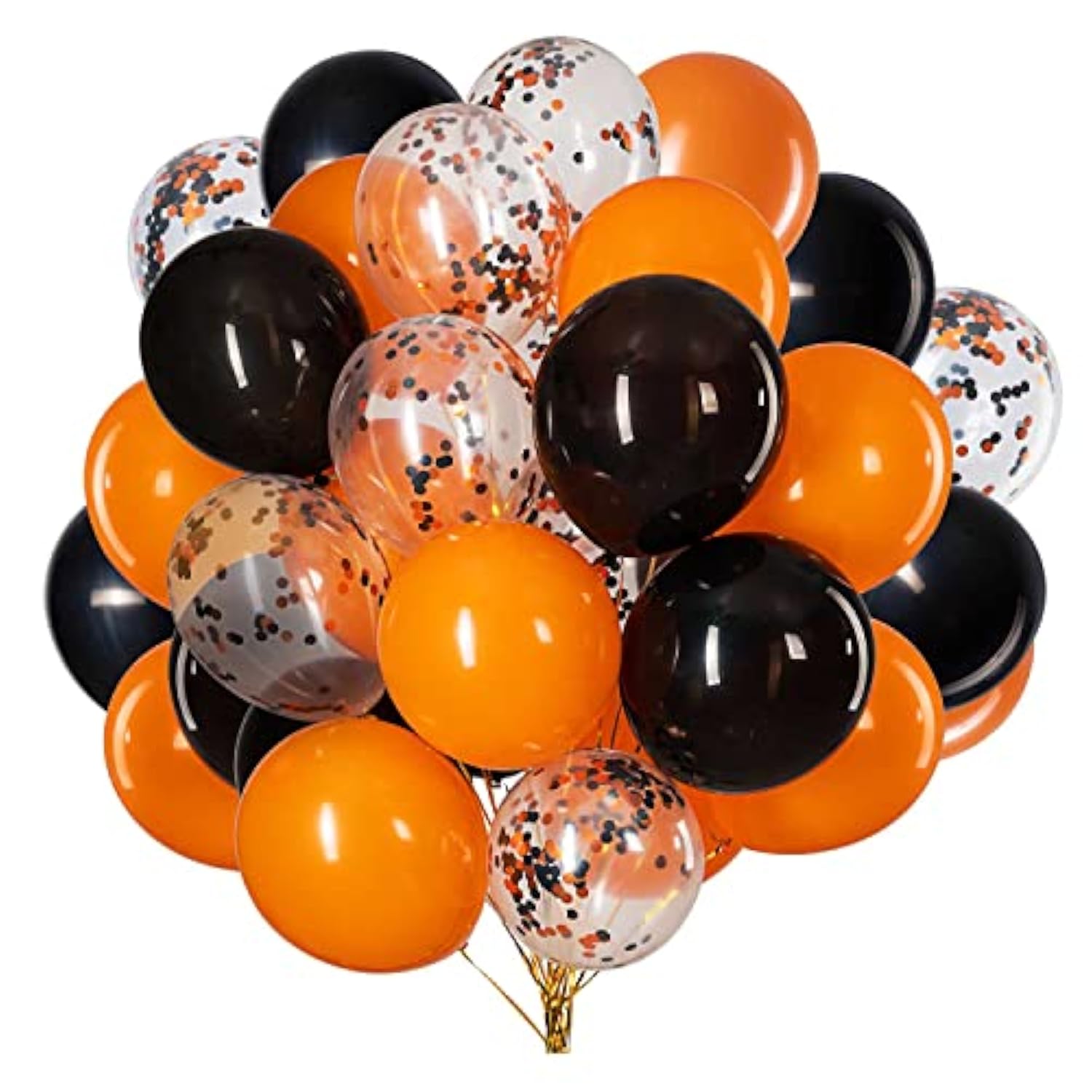 50Pcs Orange & Black Latex Balloons - Confetti with 12" Party Balloons for Halloween Decor
