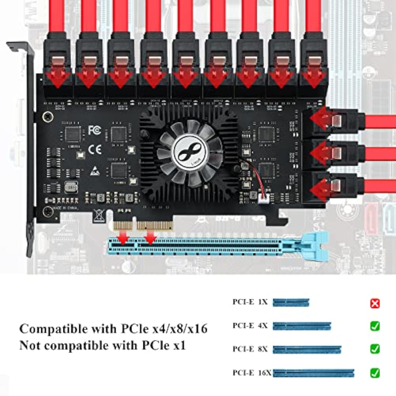Pcie Sata Card 24 Port, 6Gbps Sata 3.0 Pcie Card,Support 24 Sata 4X 8X 16X 3.0