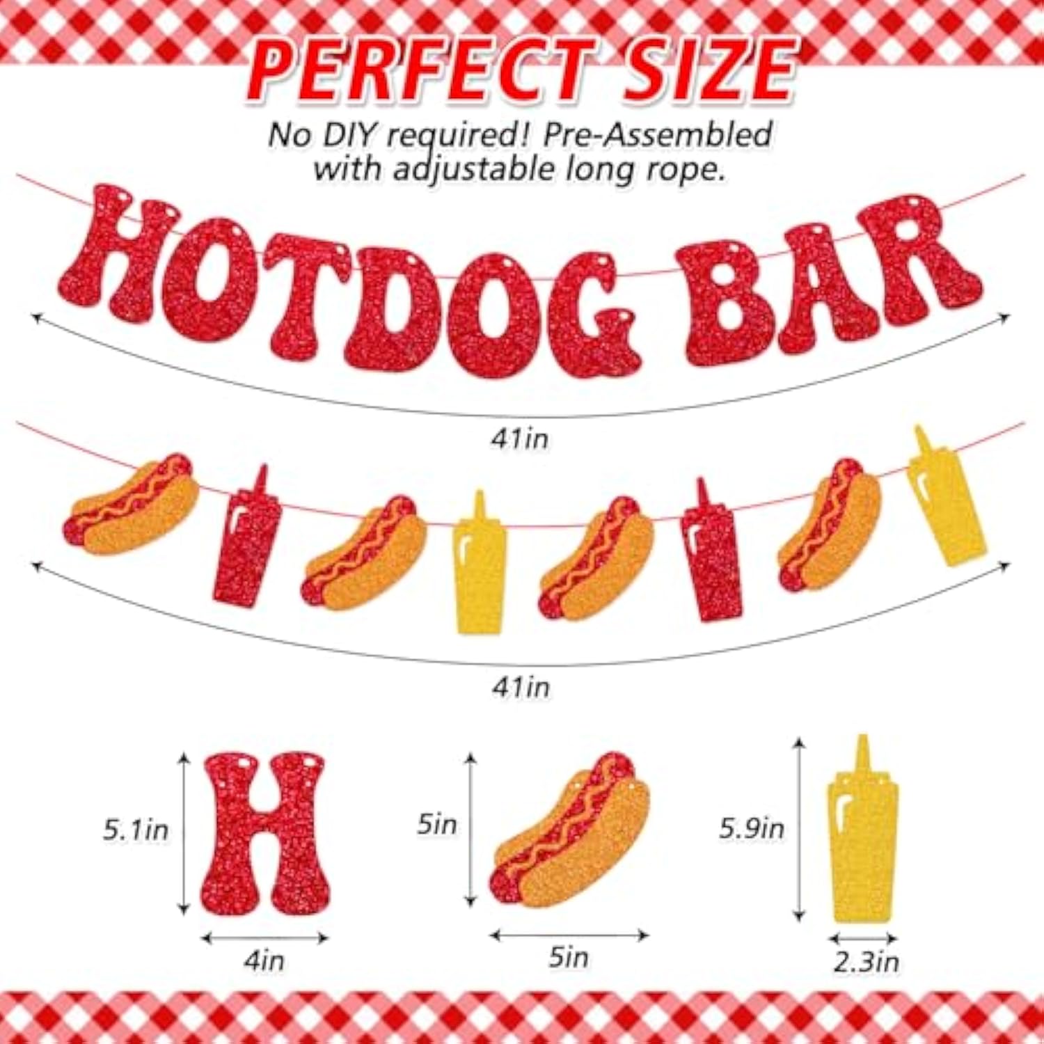 Hotdog Bar Banner Hotdog Birthday Party Supplies for Kids Sausage Party Decor