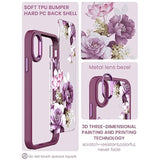 For Iphone X Case, Iphone Xs Case, [Military Grade Drop Tested] Hard Back & Soft Edge Slim Flower Women Girls Phone Protective Cover With 2 Pcs Tempered Glass Screen Protector (Purple)