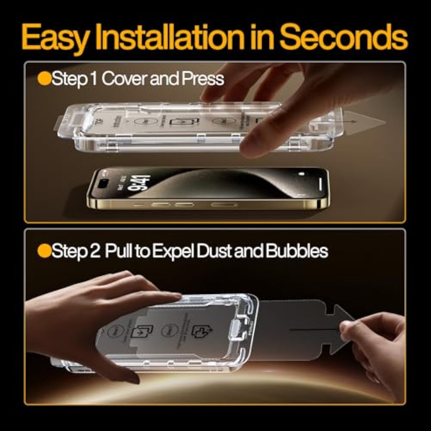 2 Pack Screen Protector For Iphone 15 Pro Max (6.9 Inch) Tempered Glass, Hd Clear Film, Easy Installation, Dust-Free & Bubble-Free