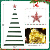60 In Wall Hanging Christmas Tree With Lighted Christmas Wall Decor Green Wooden Flat Hanging Xmas Tree For Holiday 60'' X 30''