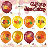 45pcs Thanksgiving Fall Leaves Balloons Orange Gold Burgundy Maple for Autumn Party Decor