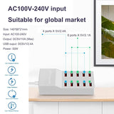 Usb Charger Station,10-Port 50W/10A Multiple Usb Charging Station With Smart Ic Technology,Multi Ports Charger Charging For Smartphones?Tablets?And Other Devices.