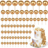 108PCS Foam Ball Cake Toppers & Cupcake Inserts in Gold for Wedding  Birthday Decor